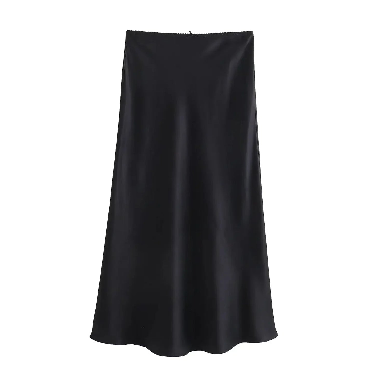 Women 2025 Satin Black Skirt Women High Waist Long Skirts for Women Summer White Midi Skirt Office Elegant Daily Skirts