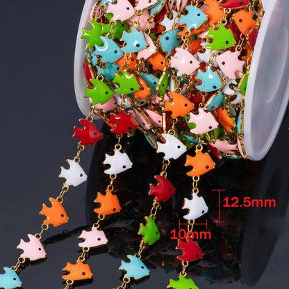 1Meter Stainless Steels Enamel Fish Crab Dolphin Ocean Animal Chains DIY Necklaces Bracelets Jewelry Making Accessorie Wholesale