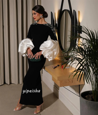 Customized Jiayigong s Beading Ruffles Engagement Sheath Boat Neck Bespoke Occasion Gown Long Dresses