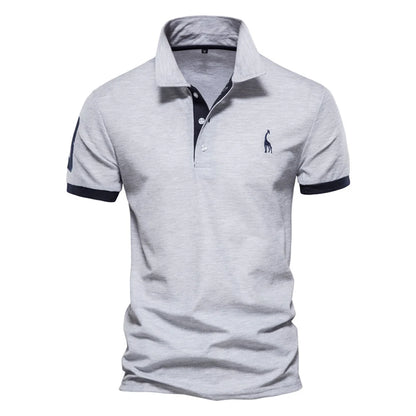 Dropshipping Polo Giraffe Shirt Men Quality Embroidery Summer Short Sleeve Polo Casual Business Social Mens Polos BR Size