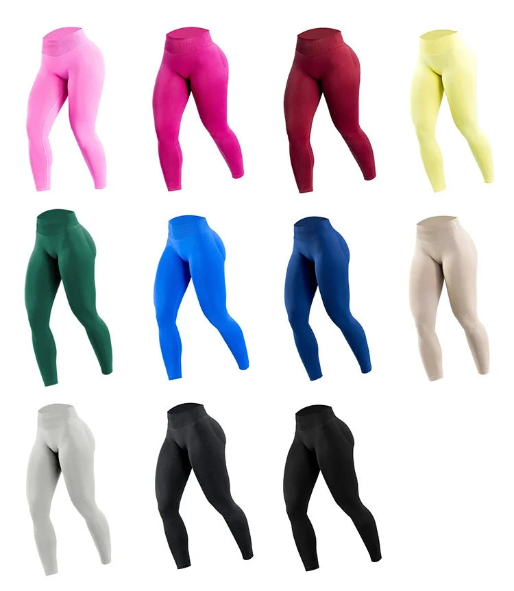 Women Three Waist Gym Yoga Pants High Waist Peach Buttocks Solid Color Tight Fitting Sports Leggings Yoga Exercise Pants