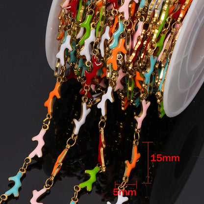 1Meter Stainless Steels Enamel Fish Crab Dolphin Ocean Animal Chains DIY Necklaces Bracelets Jewelry Making Accessorie Wholesale