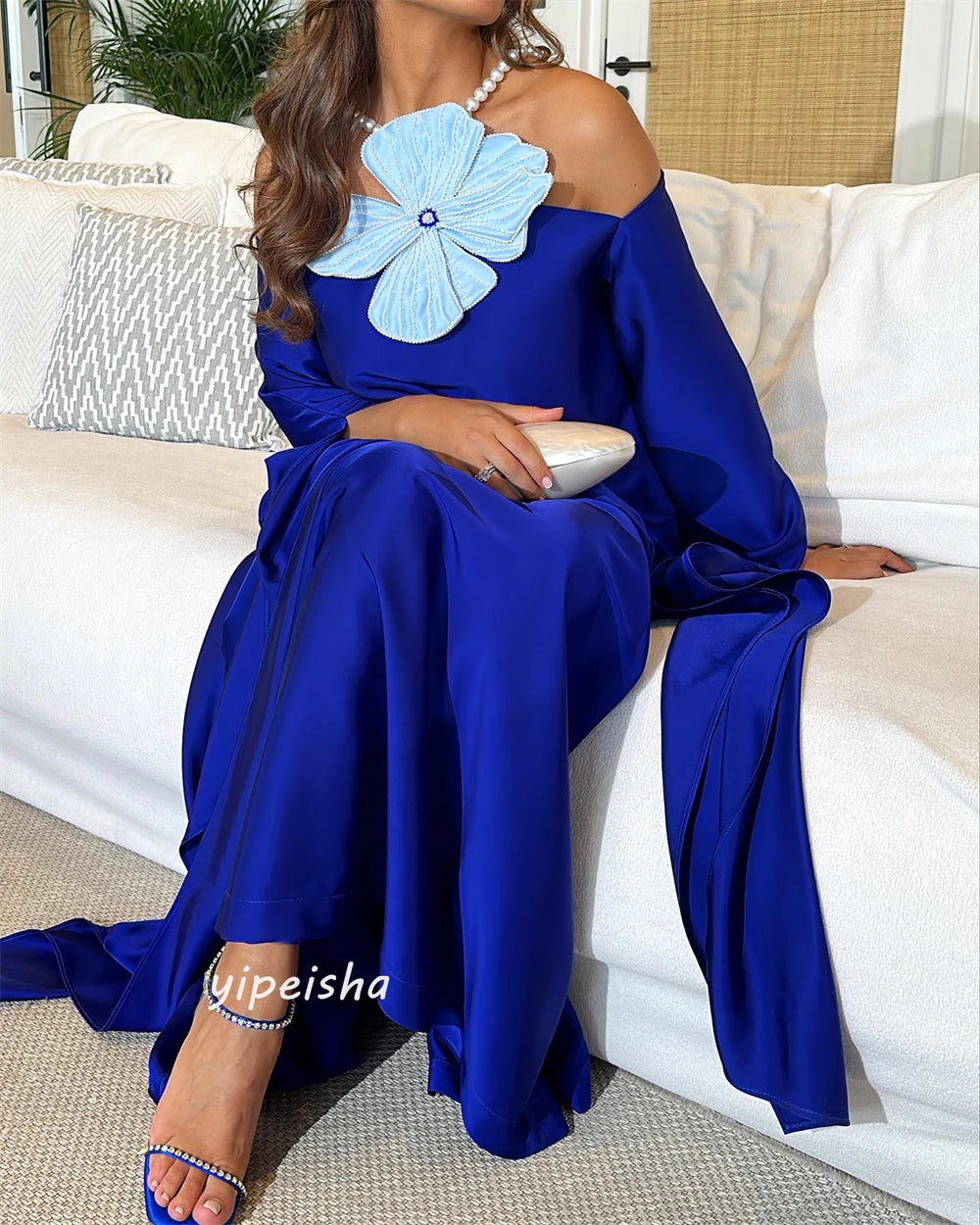 Customized Jiayigong s Pearl Flower Draped Quinceanera A-line Off-the-shoulder Bespoke Occasion Gown Long Dresses