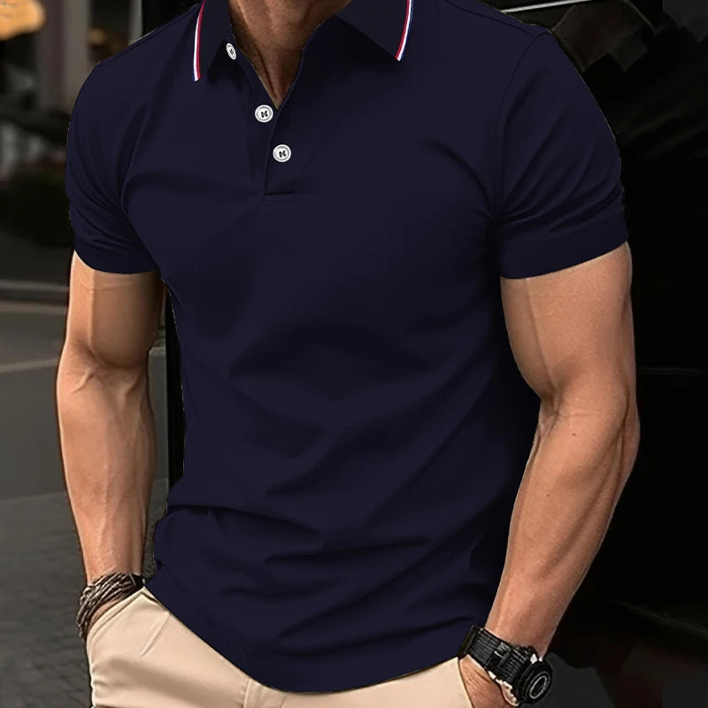 2025 Hot Sale Men's Summer Casual Breathable Comfortable Polo Shirt Men's Solid Color High Quality Short Sleeve T-Shirt