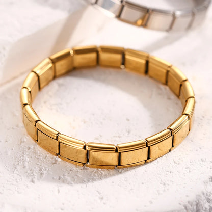 Yupsk Trendy Square Italy Stainless Steel Bracelets For Women Men HipHop Metal  Modules Stretchable Gift Birthday Party Jewelry