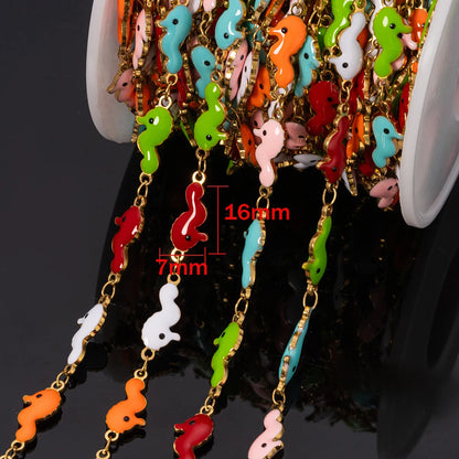 1Meter Stainless Steels Enamel Fish Crab Dolphin Ocean Animal Chains DIY Necklaces Bracelets Jewelry Making Accessorie Wholesale