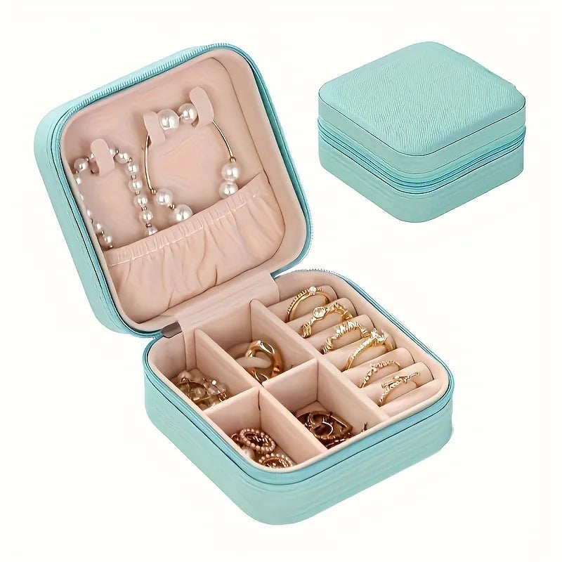 PU Leather Jewelry Mini Storage Box Travel Home Bracelet Earrings Storage Display Case For Women Ring Jewelry Portable Organizer