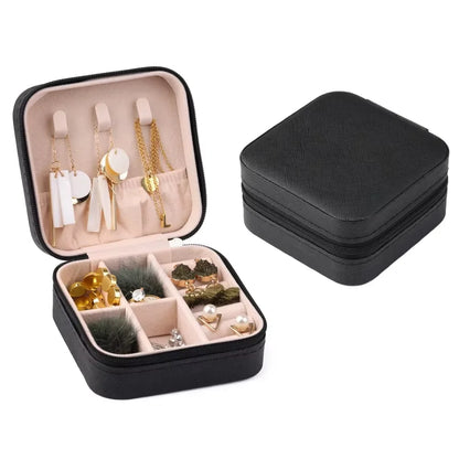 PU Leather Jewelry Mini Storage Box Travel Home Bracelet Earrings Storage Display Case For Women Ring Jewelry Portable Organizer
