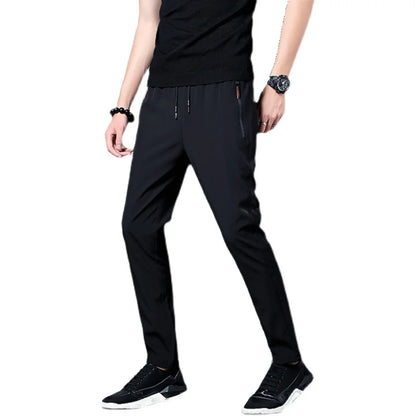 Summer men's ice silk quick drying casual pants slim fit Korean version ice silk pants sports pants straight tube quick drying p