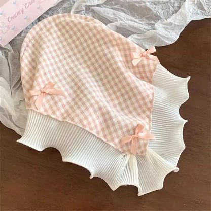 Korean Lace Bow Retro Triangular Scarf Solid Color Headscarf Trend Elegant Headwear for Women Girl Y2K Jewelry 2024 INS Bandana