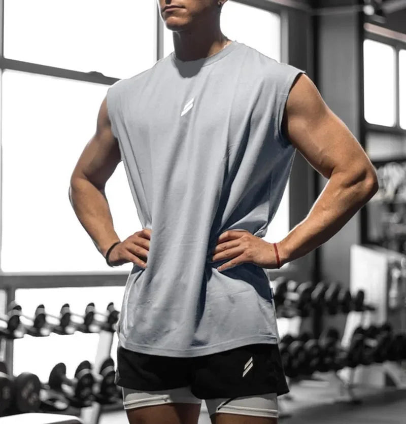 Sleeveless T-shirt Men Quick-drying Fitness Bodybuilding Shirt Male Fashion Basketball Vest Mesh Breathable Summer Gym Tank Men