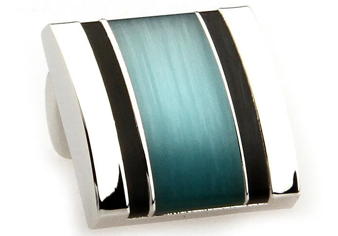 Hot Sale CadetBlue Cat Eye Cufflinks Men Jewelry Square Black Onyx Gemelos french shirt wedding dress tie clips&cuff links