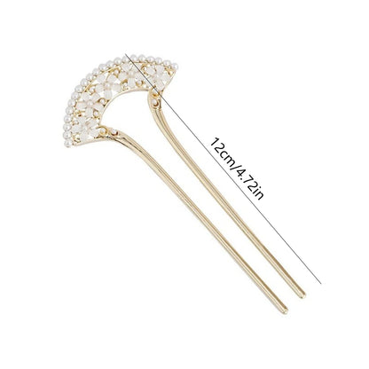 1pc Exquisite Fashion Elegant Vintage Pearl U-Pin Hair Accessory with Column Headpiece Wholesale Retro Hairpins Hair Jewelry