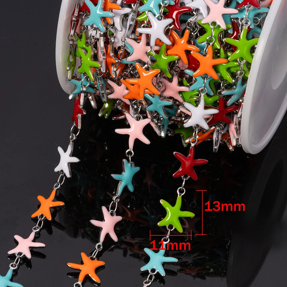 1Meter Stainless Steels Enamel Fish Crab Dolphin Ocean Animal Chains DIY Necklaces Bracelets Jewelry Making Accessorie Wholesale