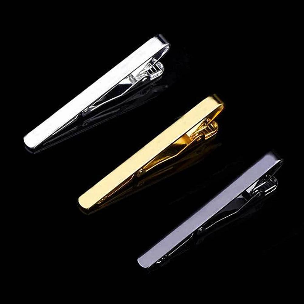 New Tie Clips Men's Metal Necktie Crystal Dress Shirts Tie Pin For Wedding Ceremony Gold Sliver Tie Clip for Man Accessories