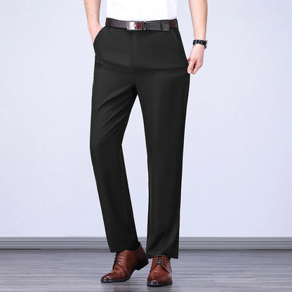 Male Pants Stretch Solid Black Smart Casual Men's Trousers Office Quick Dry Suit Pants New Spring Autumn Korean Straight Pants