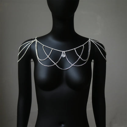 Elegant and Fashionable Crystal Rhinestone Shoulder Chain Wedding Banquet Body Chain Delicate and Beautiful Women's Jewelry