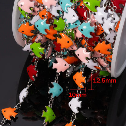 1Meter Stainless Steels Enamel Fish Crab Dolphin Ocean Animal Chains DIY Necklaces Bracelets Jewelry Making Accessorie Wholesale
