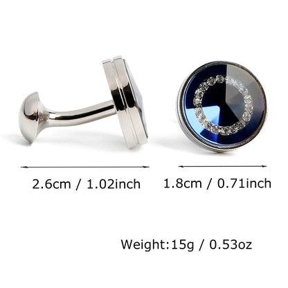 Cufflinks for Men TOMYE XK21S045 Luxury Crystal High Quality French Round Black Blue Formal Dress Shirt Wedding Cuff Links Gifts