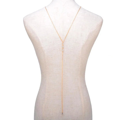 Fashion Sexy 2025 Back Drop Chain Necklaces For Women Elegant Long Crystal Wedding Accessories Backless Chain Beach Jewelry Gift