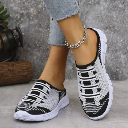 Lightweight Round Toe Slippers For Women Mules Flats Soft House Slippers Female Slides Four Season Black Casual Mesh Lazy Shoes