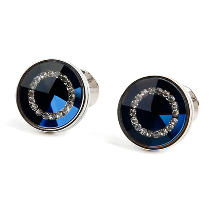 Cufflinks for Men TOMYE XK21S045 Luxury Crystal High Quality French Round Black Blue Formal Dress Shirt Wedding Cuff Links Gifts