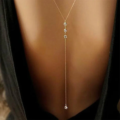 Fashion Sexy 2025 Back Drop Chain Necklaces For Women Elegant Long Crystal Wedding Accessories Backless Chain Beach Jewelry Gift
