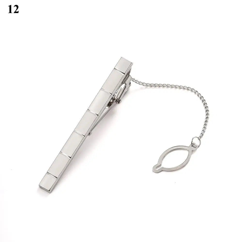 New Tie Clips Men's Metal Necktie Crystal Dress Shirts Tie Pin For Wedding Ceremony Gold Sliver Tie Clip for Man Accessories