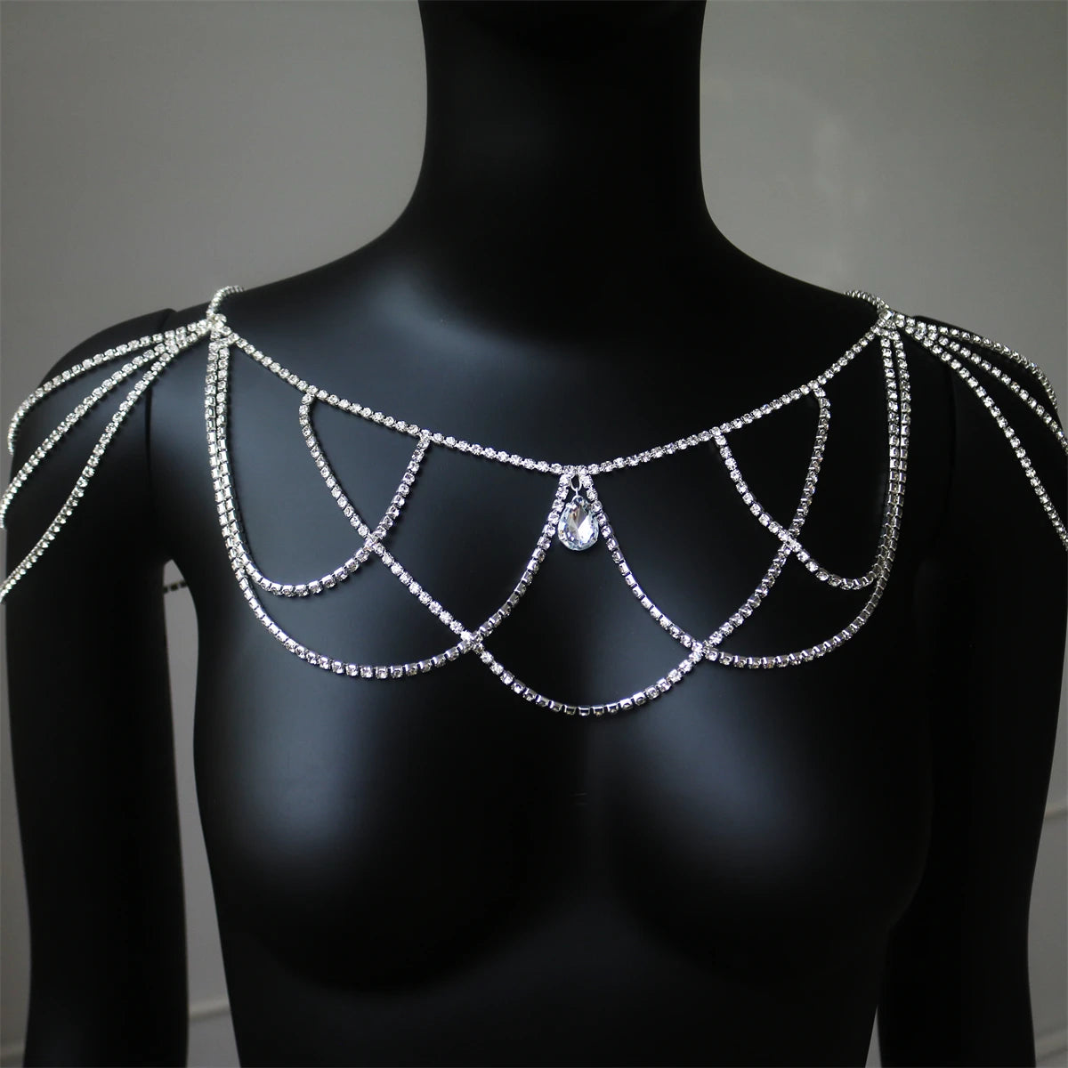 Elegant and Fashionable Crystal Rhinestone Shoulder Chain Wedding Banquet Body Chain Delicate and Beautiful Women's Jewelry