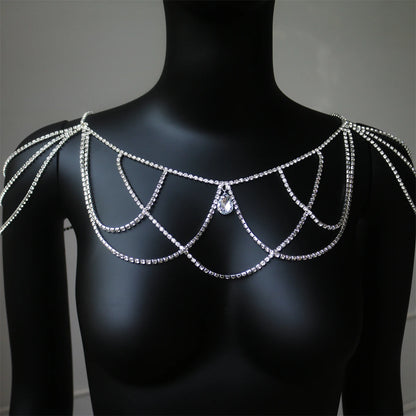 Elegant and Fashionable Crystal Rhinestone Shoulder Chain Wedding Banquet Body Chain Delicate and Beautiful Women's Jewelry