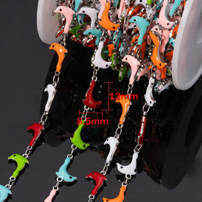 1Meter Stainless Steels Enamel Fish Crab Dolphin Ocean Animal Chains DIY Necklaces Bracelets Jewelry Making Accessorie Wholesale