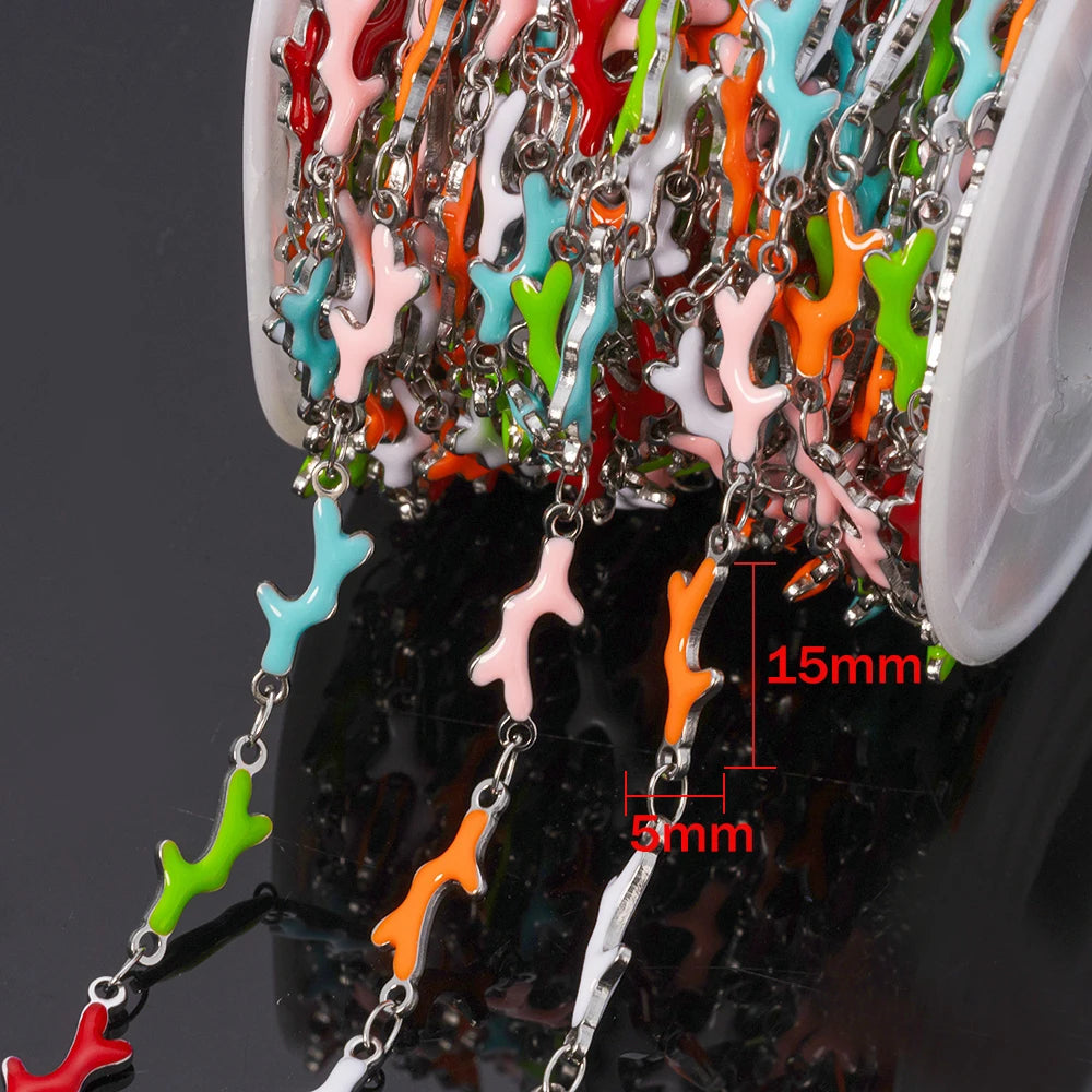 1Meter Stainless Steels Enamel Fish Crab Dolphin Ocean Animal Chains DIY Necklaces Bracelets Jewelry Making Accessorie Wholesale