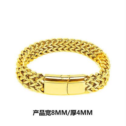 Explosive Hip Hop Stainless Steel Front and Back Men's Simple Bully Punk Bracelet