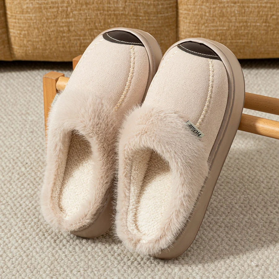 Fashion Women Slippers Winter Soft Thick Soled Indoor and Outdoor Warmth Comfort Breathable Non Slip Casual Couple Home Shoes