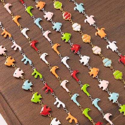 1Meter Stainless Steels Enamel Fish Crab Dolphin Ocean Animal Chains DIY Necklaces Bracelets Jewelry Making Accessorie Wholesale