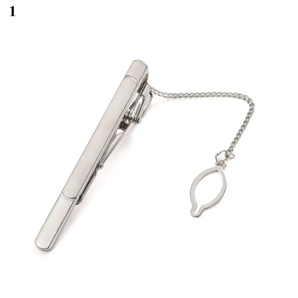 New Tie Clips Men's Metal Necktie Crystal Dress Shirts Tie Pin For Wedding Ceremony Gold Sliver Tie Clip for Man Accessories