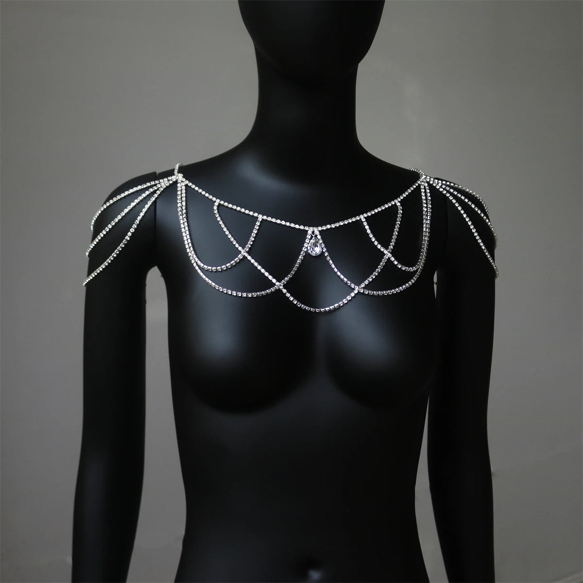 Elegant and Fashionable Crystal Rhinestone Shoulder Chain Wedding Banquet Body Chain Delicate and Beautiful Women's Jewelry