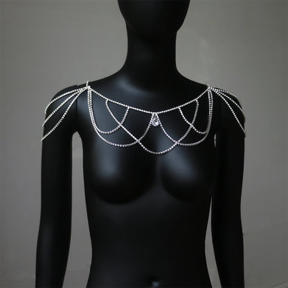 Elegant and Fashionable Crystal Rhinestone Shoulder Chain Wedding Banquet Body Chain Delicate and Beautiful Women's Jewelry
