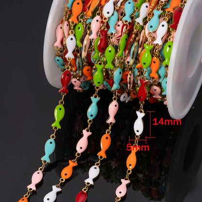 1Meter Stainless Steels Enamel Fish Crab Dolphin Ocean Animal Chains DIY Necklaces Bracelets Jewelry Making Accessorie Wholesale