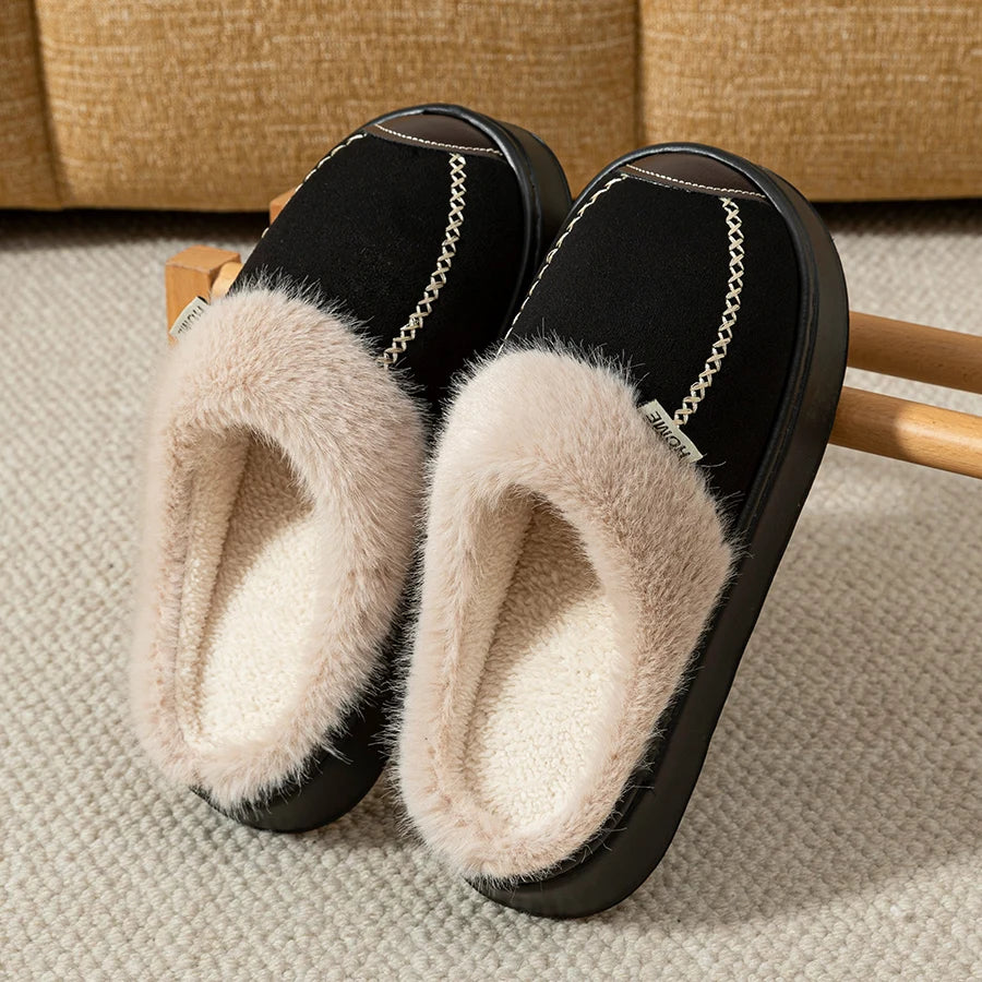 Fashion Women Slippers Winter Soft Thick Soled Indoor and Outdoor Warmth Comfort Breathable Non Slip Casual Couple Home Shoes