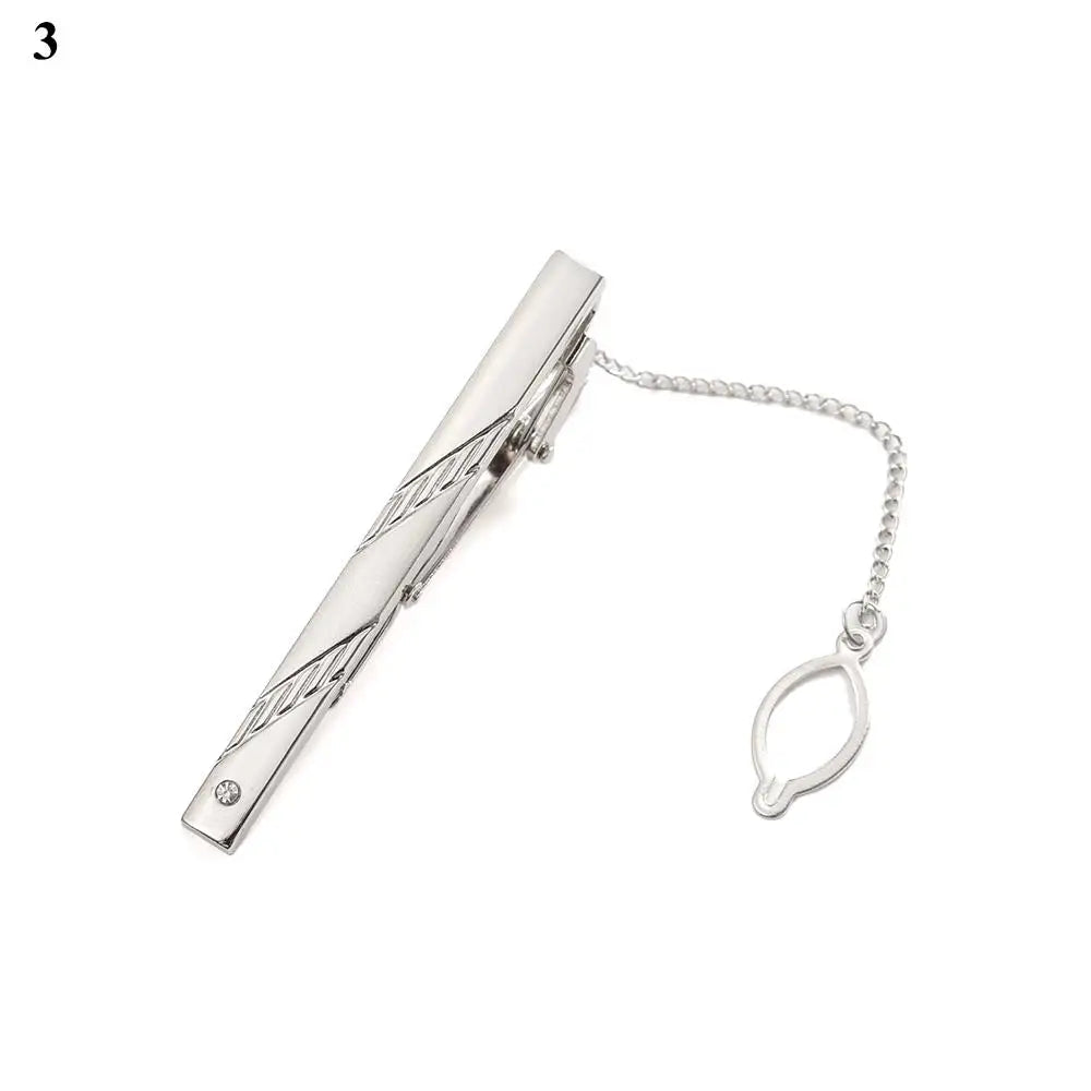 New Tie Clips Men's Metal Necktie Crystal Dress Shirts Tie Pin For Wedding Ceremony Gold Sliver Tie Clip for Man Accessories