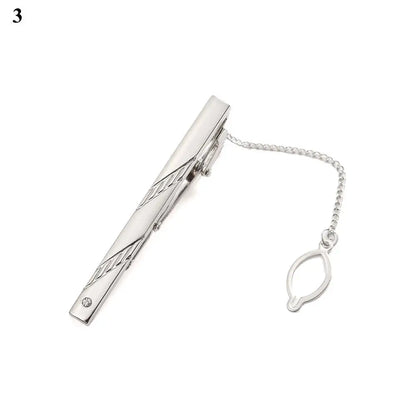 New Tie Clips Men's Metal Necktie Crystal Dress Shirts Tie Pin For Wedding Ceremony Gold Sliver Tie Clip for Man Accessories