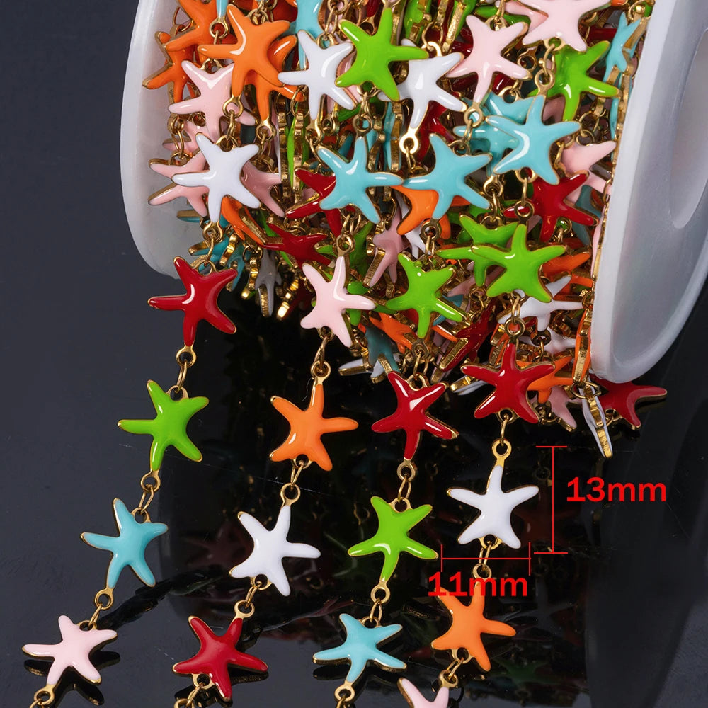 1Meter Stainless Steels Enamel Fish Crab Dolphin Ocean Animal Chains DIY Necklaces Bracelets Jewelry Making Accessorie Wholesale