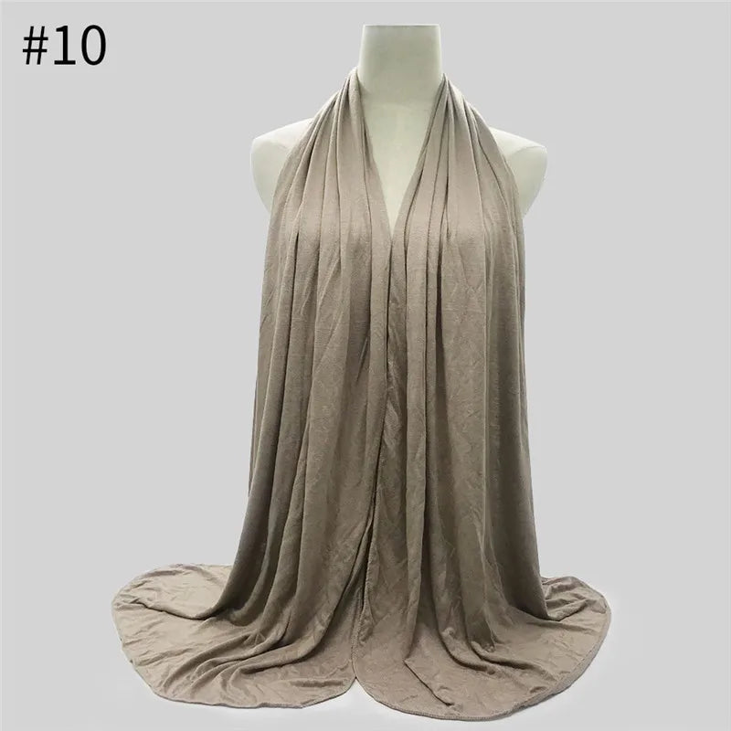 28Color Modal Cotton Jersey Hijab Scarf Ramadan Long Muslim Shawl Plain Solid Soft Turban Wraps For Women Headband