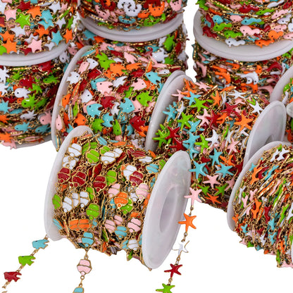 1Meter Stainless Steels Enamel Fish Crab Dolphin Ocean Animal Chains DIY Necklaces Bracelets Jewelry Making Accessorie Wholesale