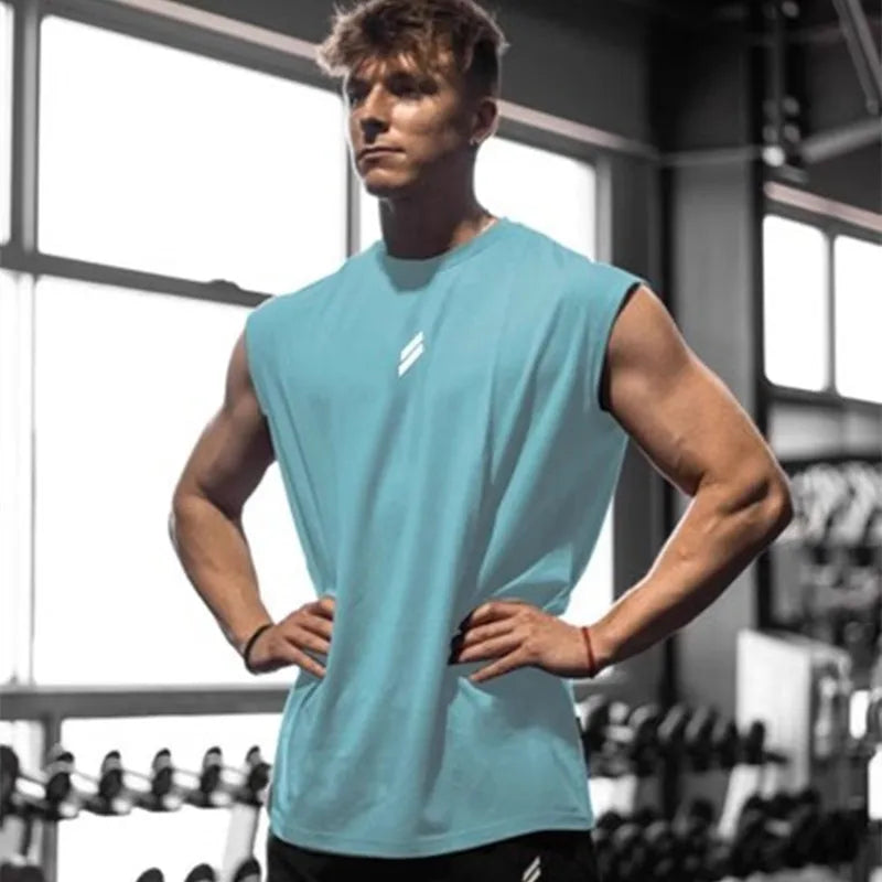 Sleeveless T-shirt Men Quick-drying Fitness Bodybuilding Shirt Male Fashion Basketball Vest Mesh Breathable Summer Gym Tank Men