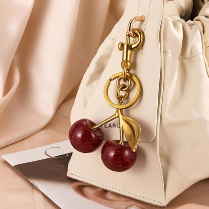 ZAKOL Fashion Red Cherry Keychain Summer Fruits Cherries Pendant Keyring For Women Men Jewelry Bag Accessories Gift