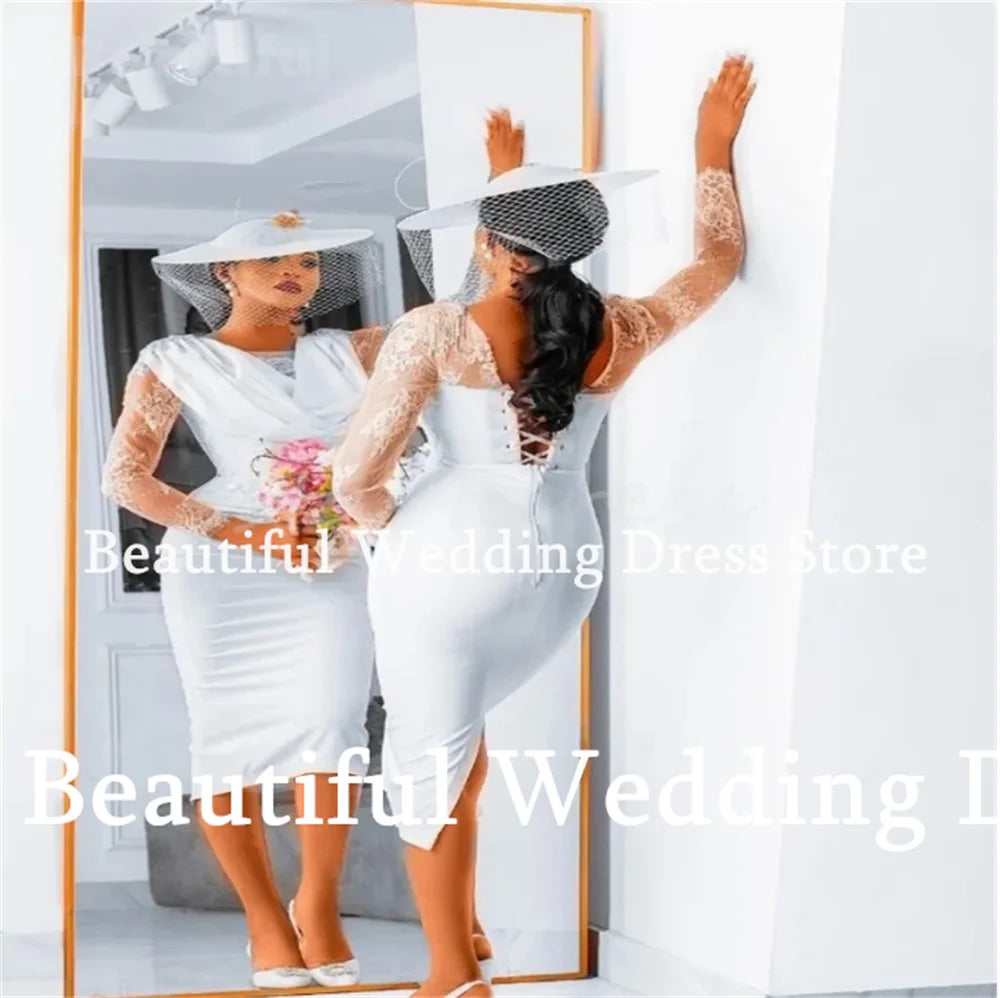 Simple Wedding Dress For Women Off-Shoulder Sleevelss With Flowers A-Line Pure Plain Satin Vestidos New White Split Bridal Gown