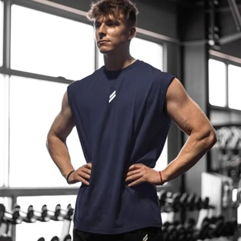 Sleeveless T-shirt Men Quick-drying Fitness Bodybuilding Shirt Male Fashion Basketball Vest Mesh Breathable Summer Gym Tank Men
