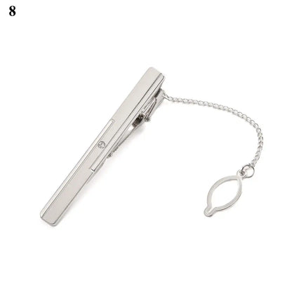 New Tie Clips Men's Metal Necktie Crystal Dress Shirts Tie Pin For Wedding Ceremony Gold Sliver Tie Clip for Man Accessories